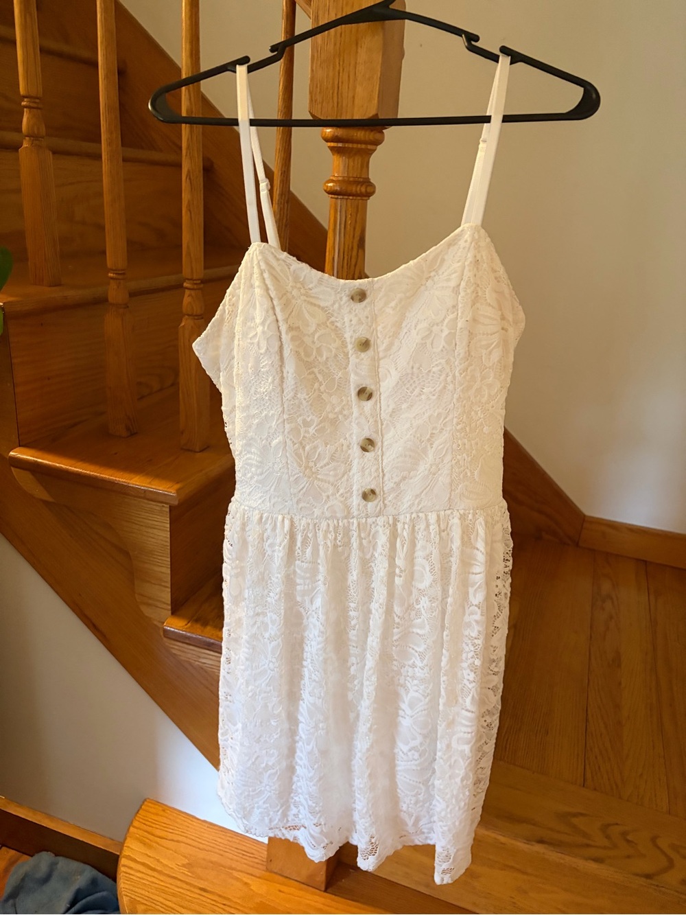 BCX White Lace Button-Front Mini Dress
